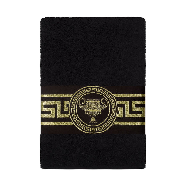 Luxury towels Meander Amphora in black gold - 100% cotton - soft and absorbent