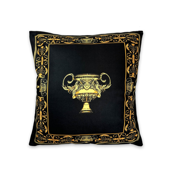 Cushion Amphora black gold without fringes - soft with pillowcase